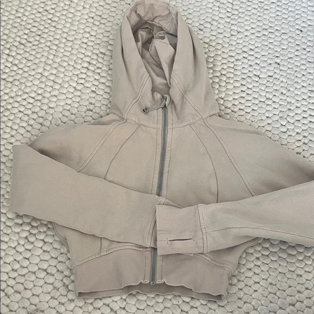 lululemon athletica Cropped Zip Hoodie in Light Beige